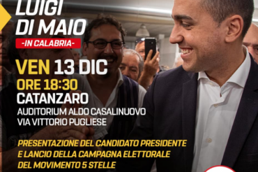 Luigi Di Maio: Il 13 dicembre sarò in Calabria per presentare il candidato presidente del MoVimento 5 Stelle per le Regionali. Vi aspetto a Catanzaro!